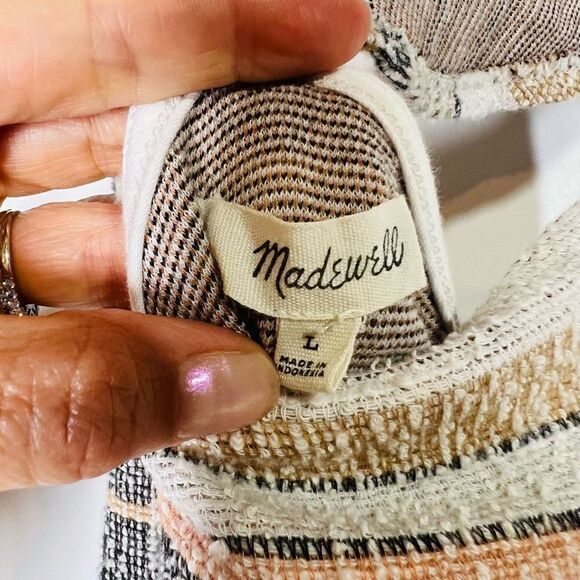 Madewell Peach Blue Gray Yellow Ruffle Sleeve Knit Tank Top - Picture 3 of 8